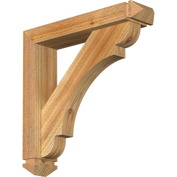 Ekena Millwork Olympic Arts and Crafts Rough Sawn Bracket w/ Offset Brace, Western Red Cedar, 4"W x 18"D x 18"H BKT0402X18X18OLY03RWR - main